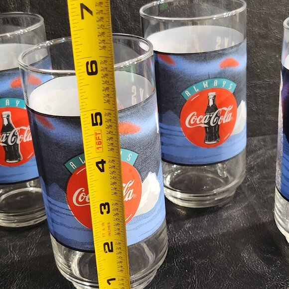 Set of 6 1980's 16 oz Always Cool Coca-Cola, Polar Bear Glass - Picture 6 of 7